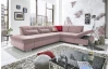 Rohová sedacia súprava Spotlight, ružová látka, pravý roh, s funkciami