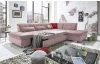 Rohová sedacia súprava Spotlight, ružová látka, pravý roh, s funkciami