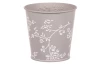 Obal na kvetináč šedý s bielymi ružami, 11 cm