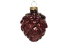 Vianočné ozdoby (6 ks) Šišky, červené trblietavé, sklo