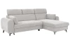 Rohová sedacia súprava Porto, svetlo šedá látka, pravý roh