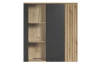 Závesná vitrína na stenu Esteban, antracit/dub evoke