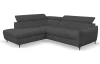 Rohová sedacia súprava Othello, tmavo šedá látka, ľavý roh
