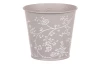 Obal na kvetináč šedý s bielymi ružami, 14 cm