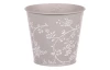 Obal na kvetináč šedý s bielymi ružami, 14 cm