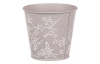 Obal na kvetináč šedý s bielymi ružami, 14 cm