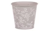 Obal na kvetináč šedý s bielymi ružami, 14 cm