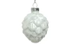 Vianočné ozdoby (6 ks) Šišky, biele trblietavé, sklo