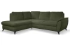 Rohová sedacia súprava Geneva, smaragdovo zelená látka, ľavý roh