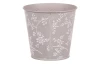 Obal na kvetináč šedý s bielymi ružami, 15,7 cm