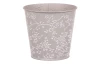 Obal na kvetináč šedý s bielymi ružami, 15,7 cm