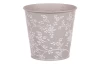 Obal na kvetináč šedý s bielymi ružami, 15,7 cm