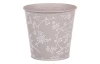 Obal na kvetináč šedý s bielymi ružami, 15,7 cm