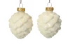 Vianočné ozdoby (6 ks) Šišky, krémové trblietavé, sklo
