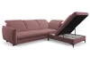 Rohová sedacia súprava Glow, tmavo ružová látka, pravý roh