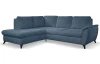 Rohová sedacia  súprava Geneva, zafírovo modrá látka, ľavý roh
