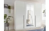 Šatníková skriňa so zrkadlom Cano, 228 cm, biela
