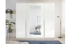 Šatníková skriňa so zrkadlom Cano, 228 cm, biela