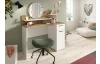 Toaletní stolík s guľatým zrkadlom Vanity, biely/dub artisan