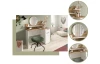 Toaletní stolík s guľatým zrkadlom Vanity, biely/dub artisan