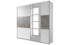 Šatníková skriňa Prenzlau, 218 cm, biela / sivý betón
