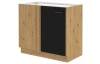 Dolná rohová kuchynská skrinka Modena, 90 cm, dub artisan/čierna