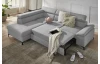 Rohová sedacia súprava Lonigo, svetle šedá látka, ľavý roh