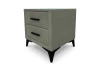 Nočný stolík s 2 zásuvkami Joy, olivovo zelená látka