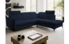 Rohová sedacia súprava Glow, námornícka modrá látka, pravý roh