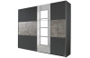Šatníková skriňa Prenzlau, 218 cm,tmavá sivá / sivý betón