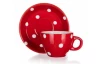 Šálka s tanierikom Dots 100 ml, červená bodkovaná