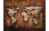 Kovový obraz na stenu Mapa sveta 80x60 cm, vintage