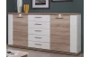 Široká komoda Caracas typ 21, dub/biely lesk, s osvetlením