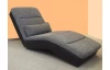 Relaxačné ležadlo Yankee, čierna ekokoža/šedá tkanina