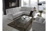 Rohová sedacia súprava Malaga, svetlo šedá látka, s funkciami