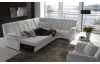 Rohová sedacia súprava Malaga, svetlo šedá látka, s funkciami