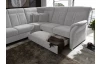 Rohová sedacia súprava Malaga, svetlo šedá látka, s funkciami