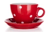 Šálka s tanierikom Dots 290 ml, červená bodkovaná