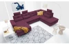 Sedacia súprava Madeira 3A, fialová lila látka, tvar pravé U