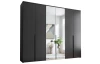 Šatníková skriňa so zrkadlami Kevo, 270 cm, grafitová