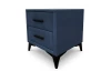 Nočný stolík s 2 zásuvkami Joy, námornícka modrá látka