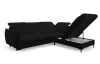 Rohová sedacia súprava Glow, čierna látka, pravý roh