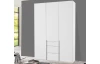 Šatníková skriňa so zásuvkami New York D, 135 cm, biela / biely lesk