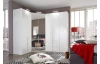 Šatníková skriňa so zásuvkami New York D, 135 cm, biela / biely lesk