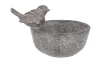 Kŕmidlo pre vtáčiky Vtáčik na miske, šedý polyresin