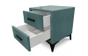 Nočný stolík s 2 zásuvkami Joy, modrozelená aqua látka