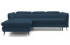 Rohová sedacia súprava Mango, námornícka modrá látka, ľavý roh