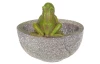 Kŕmidlo pre vtáčiky Žaba na miske, šedý polyresin