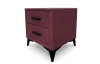 Nočný stolík s 2 zásuvkami Joy, tmavo ružová látka