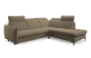 Rohová sedacia súprava Glow, stredne hnedá látka, pravý roh